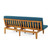 75" Teak and Teal Outdoor Acacia Wood Convertible Daybed with Cushion