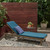 Set of 2 Gray and Blue Outdoor Wood Chaise Lounge and Cushion 78.75"