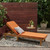 Set of 2 Teak and Rust Orange Outdoor Wood Chaise Lounge and Cushion 78.75"