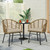Set of 2 Beige and Brown Outdoor Wicker Chair with Water Resistant Cushion 30"