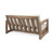 Set of 2 Brown and Beige Outdoor Acacia Wood Loveseat and Coffee Table 38.5"
