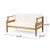 Set of 2 Teak and Cream Outdoor Modern Acacia Wood Loveseat and Coffee Table 55.5"