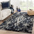 7.5' x 9.5' Black and Blue Traditional Outdoor Rectangular Area Throw Rug
