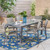 7-Piece Gray Glass Top Wicker Outdoor Furniture Patio Dining Set