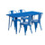 Set of 5 Rectangular Blue Metal Indoor or Outdoor Table and Stack Chairs 63"