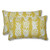 Set of 2 Yellow and White Tropical Outdoor Patio Rectangular Throw Pillows 18.5"
