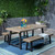 3-Piece Gray and Black Contemporary Rectangular Outdoor Furniture Patio Picnic Set