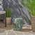 15" Green and Gold Distressed Finish Outdoor Rabbit Garden Stool