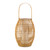 13.75" Brown and Clear Contemporary Bamboo Barrel Candle Lantern with Handle