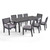 9-Piece Sandblast Gray Finish Rectangular Wood Outdoor Furniture Patio Dining Set - Gray Cushions