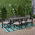 9-Piece Sandblast Gray Finish Rectangular Wood Outdoor Furniture Patio Dining Set - Gray Cushions