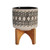 6" Gray Ceramic Aztec Decorative Planter with Stand