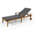 78.75" Teak and Gray Outdoor Acacia Wood Chaise Lounge with Water Resistant Cushion