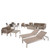 16-Piece Silver Finish Outdoor Furniture Patio Conversation Set - Khaki Cushions