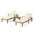 Set of 3 White and Brown Outdoor Wood Chaise Lounge Set with Cushions 79"