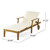 Set of 3 White and Brown Outdoor Wood Chaise Lounge Set with Cushions 79"