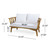 Set of 2 White and Teak Finish Outdoor Acacia Wood Loveseat and Coffee Table 55.5"
