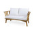 Set of 2 White and Teak Finish Outdoor Acacia Wood Loveseat and Coffee Table 55.5"