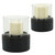 7" Black and Clear Chevron Glass Pillar Candle Holder