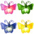 Set of 10 Pink, Green, Blue and Yellow Butterfly Novelty Christmas Lights 11ft White Wire