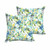 Set of 2 Green and Blue Floral Indoor and Outdoor Square Pillows 18"