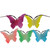 10 Purple and Yellow Battery Operated LED Butterfly Umbrella Lights - 27.58 ft Brown Wire