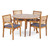 5-Piece Brown Contemporary Handcrafted Outdoor Furniture Patio Dining Set - Gray Cushions
