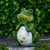 9.5" Green Frog with Daisies Outdoor Garden Statue