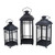 Set of 3 Gray and White Wash Mission Style Glass Pillar Candle Lanterns 21.75"