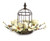 15" Elegant Magnolia Flower Bird Cage Votive Candle Holder with Glass Globe