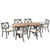 7-Piece Walnut Brown Wood Finish Outdoor Furniture Patio Dining Set - Ivory Cushions