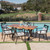 7-Piece Walnut Brown Wood Finish Outdoor Furniture Patio Dining Set - Ivory Cushions