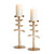 Set of 2 Metallic Brown Whimsical and Decorative Aluminum Candle Stands, 9.75"