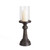 22" Rich Black and Clear Farmhouse-Style Wood and Glass Naomi Candle Stand - Small