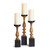 Set of 3 Rich Black and Honey Brown Kendall Turned Wood Candle Stands, 22"