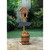 23.5" Brown and Black Welcome Birdhouse Rustic Barrel Standing Planter
