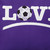 16" x 16" Purple and White "Love" Soccer Outdoor Throw Pillow