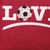 16" x 16" Red and White "Love" Soccer Outdoor Throw Pillow