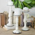 Set of 3 White and Black Distressed Candle Holders 12"