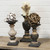 Set of 3 Brushed Black Wooden Pillar Candle Holders 11.5"