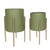 Set of 2 Olive Green and Gold Diamond Textured Standing Planters 23"