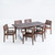 7-Piece Brown and White Finish Rectangular Wood Outdoor Furniture Patio Dining Set