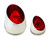 Set of 2 Silver and Red Mirrored Christmas Votive Candle Holders 9"