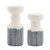 Set of 4 Blue and White Decorative Candle Holder with Plaid Pattern 10.25"