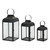 Set of 3 Black and Clear Contemporary Lantern Tabletop Decors 16"