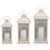 Set of 3 Rustic Ivory White Mission Style Glass Pillar Candle Lanterns 21.5"