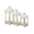Set of 3 Rustic Ivory White Mission Style Glass Pillar Candle Lanterns 21.5"