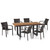 7-Piece Antique Teak Finish Rectangular Outdoor Furniture Patio Dining Set