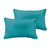 Set of 2 Aqua Blue Flange Indoor and Outdoor Pillow, 20"