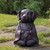 17" Dark Gray Meditating Buddha Dog Outdoor Garden Statue